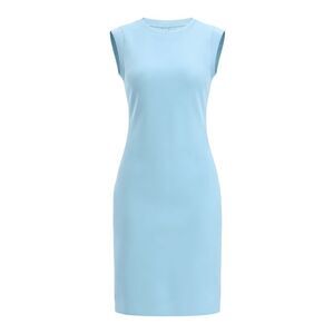 Women's Cap Sleeve Work Dress Summer Round Neck Casual Dress Light Blue